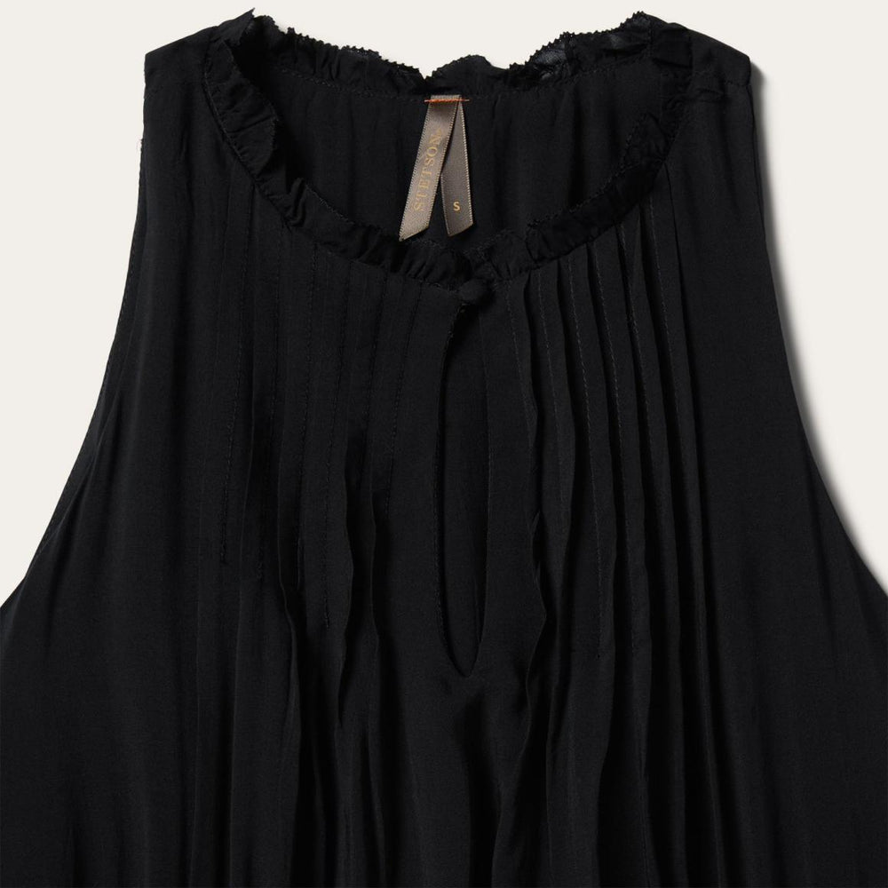 Solid Rayon Sleeveless Prairie Dress Black | Women Stetson Midi