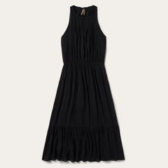 Solid Rayon Sleeveless Prairie Dress Black | Women Stetson Midi