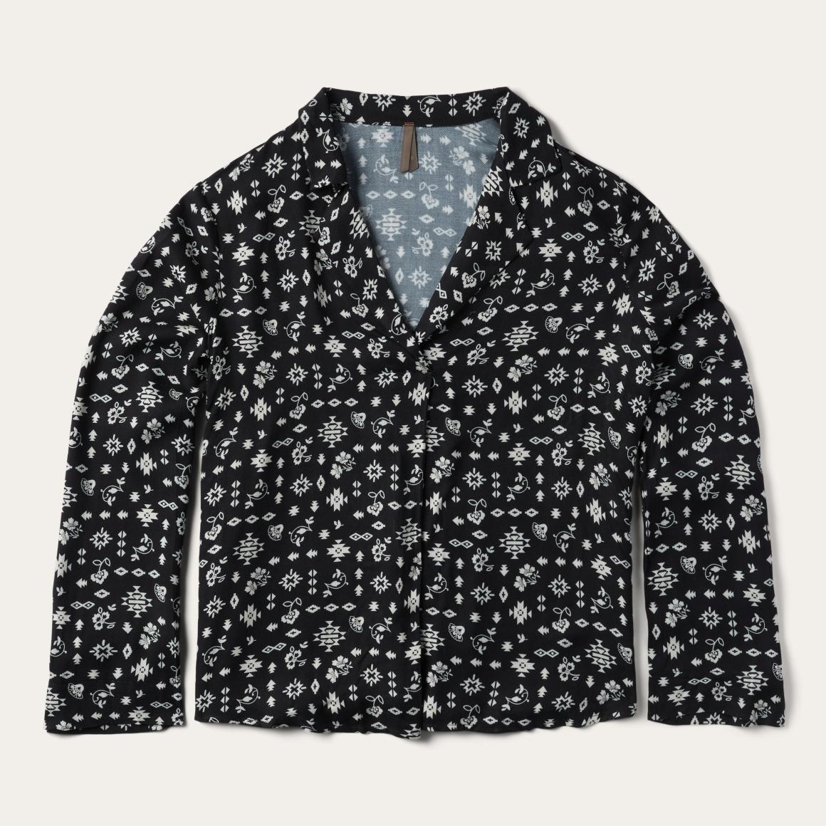 Southwestern Ditzy Print Blouse Black | Women Stetson Blouses