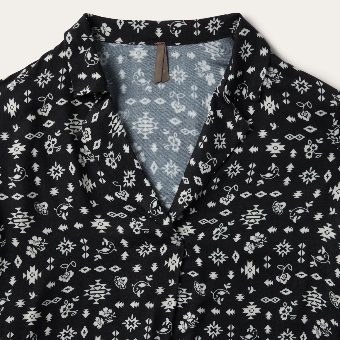 Southwestern Ditzy Print Blouse Black | Women Stetson Blouses
