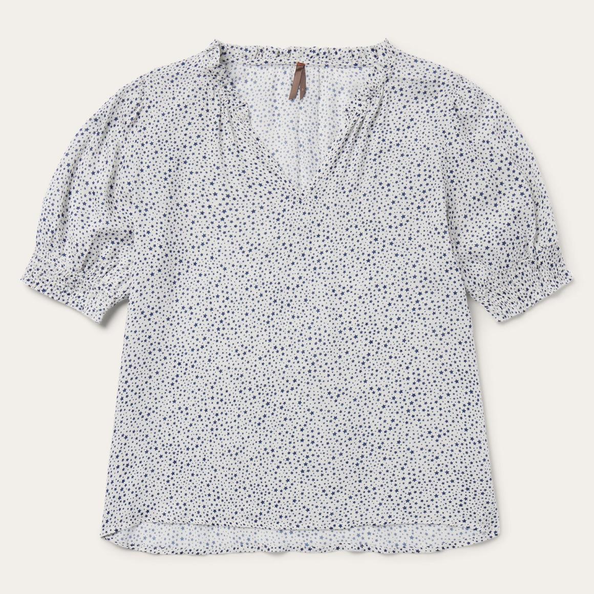 Stars Print Peasant Blouse White | Women Stetson Blouses
