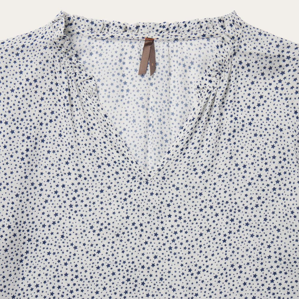 Stars Print Peasant Blouse White | Women Stetson Blouses