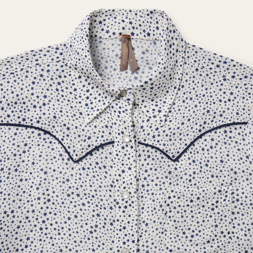 Stars Print Western Shirt White | Women Stetson Western Shirts
