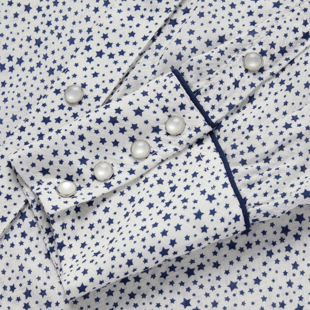 Stars Print Western Shirt White | Women Stetson Western Shirts