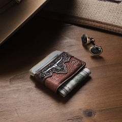 Steer Head Money Clip Brown | Men Stetson Wallets
