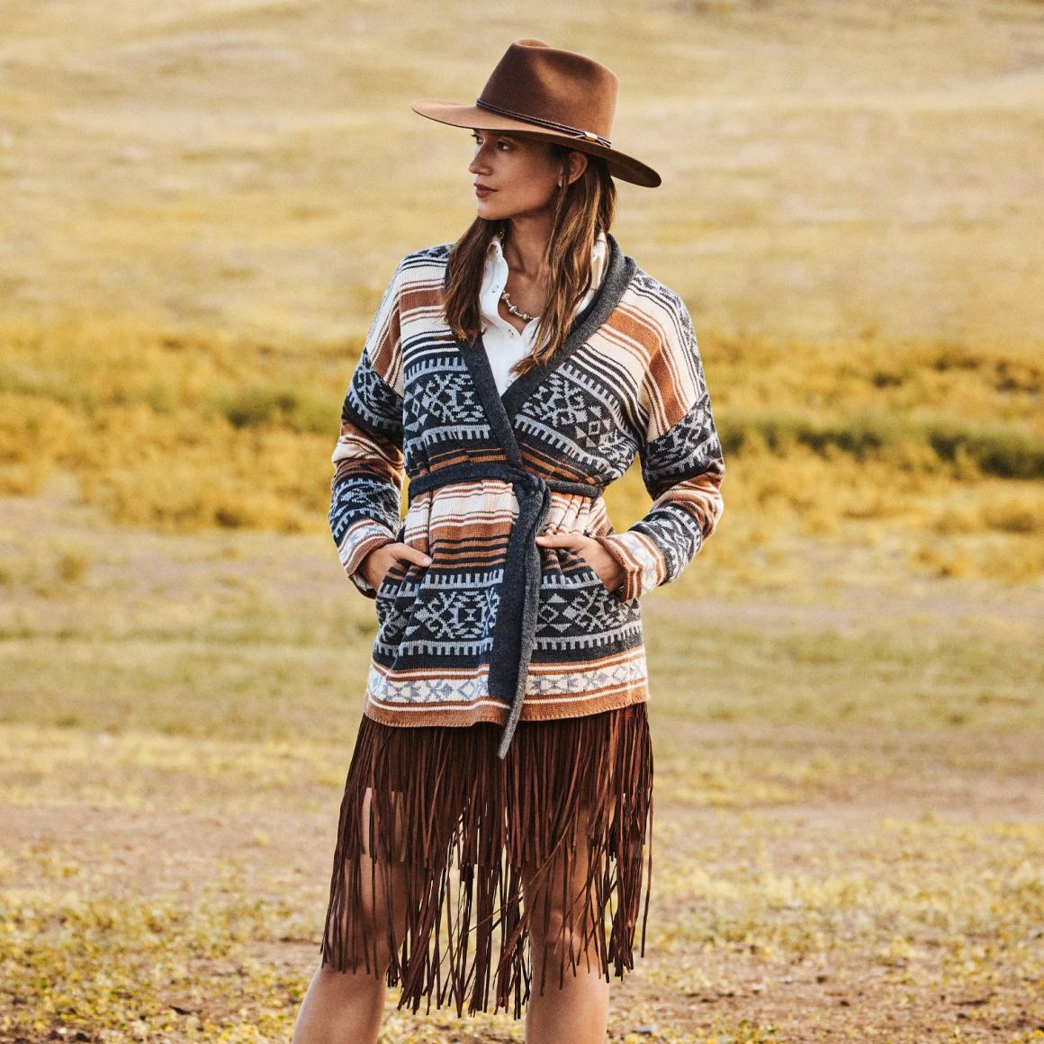 Suede Fringed Skirt Brown | Women Stetson Skirts &amp; Shorts