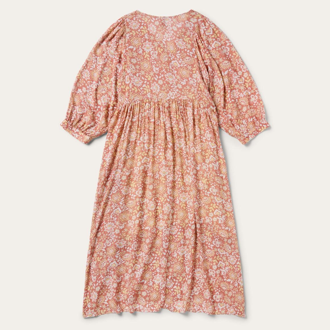 Sunset Floral Print Rayon Dress Pink | Women Stetson Midi