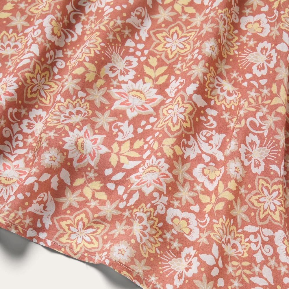 Sunset Floral Print Rayon Dress Pink | Women Stetson Midi