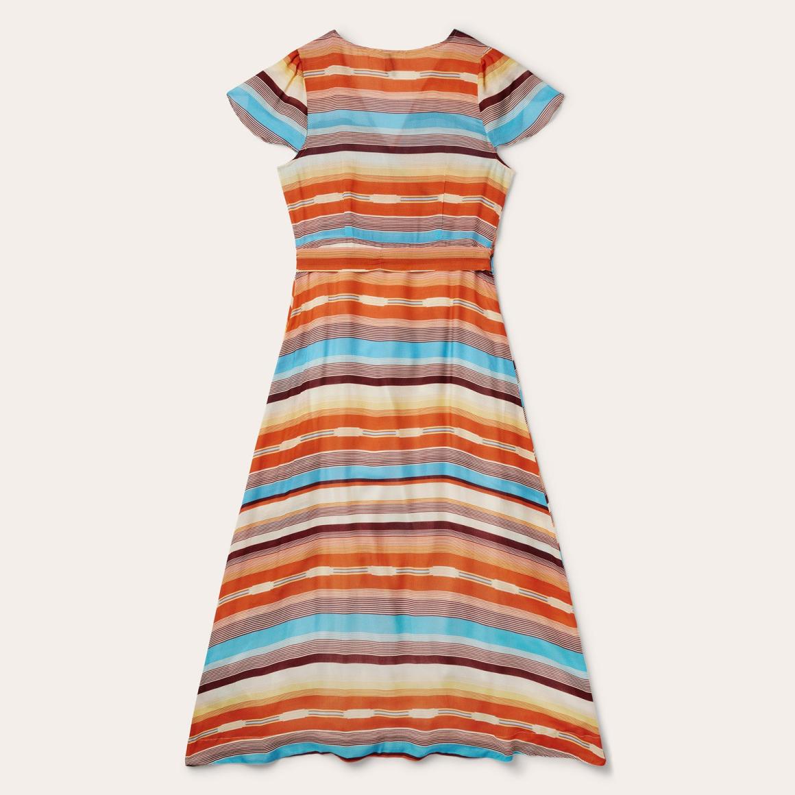 Sunset Serape Print Rayon Herringbone Wrap Front Dress Multi | Women Stetson Midi
