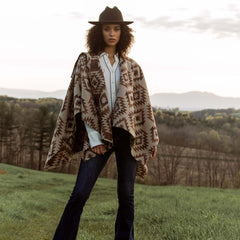 Tan Aztec Poncho Brown | Women Stetson Jackets