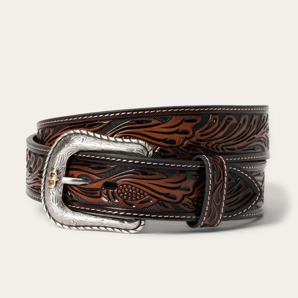 Tooled Belt Dark Brown | Men Stetson Belts