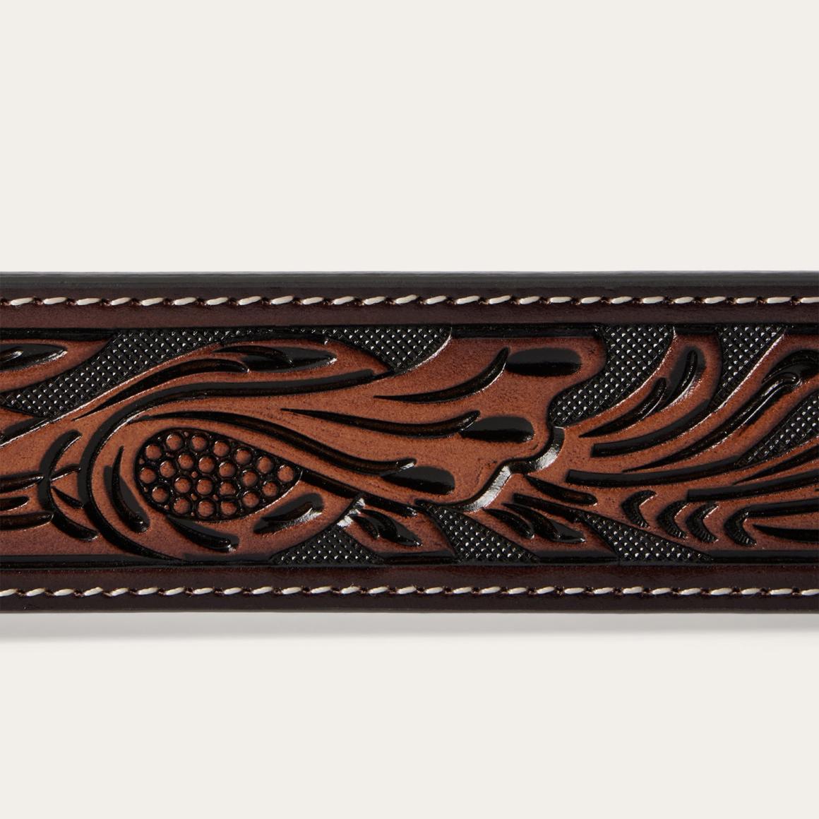 Tooled Belt Dark Brown | Men Stetson Belts