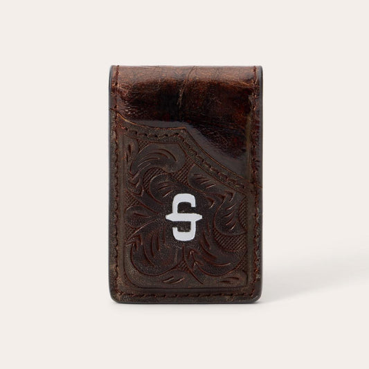 Tooled Embossed Croco Money Clip Brown | Men Stetson Wallets
