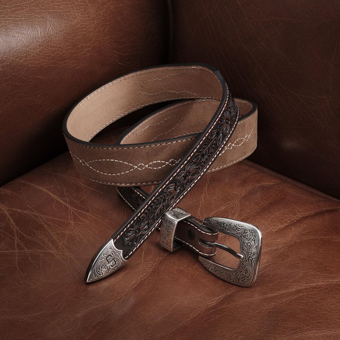 Tooled Tapered Belt Brown/sand | Men Stetson Belts
