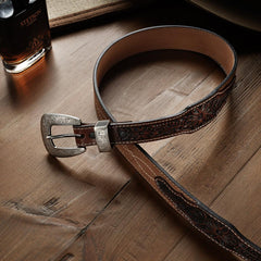 Tooled Tapered Belt Brown/sand | Men Stetson Belts
