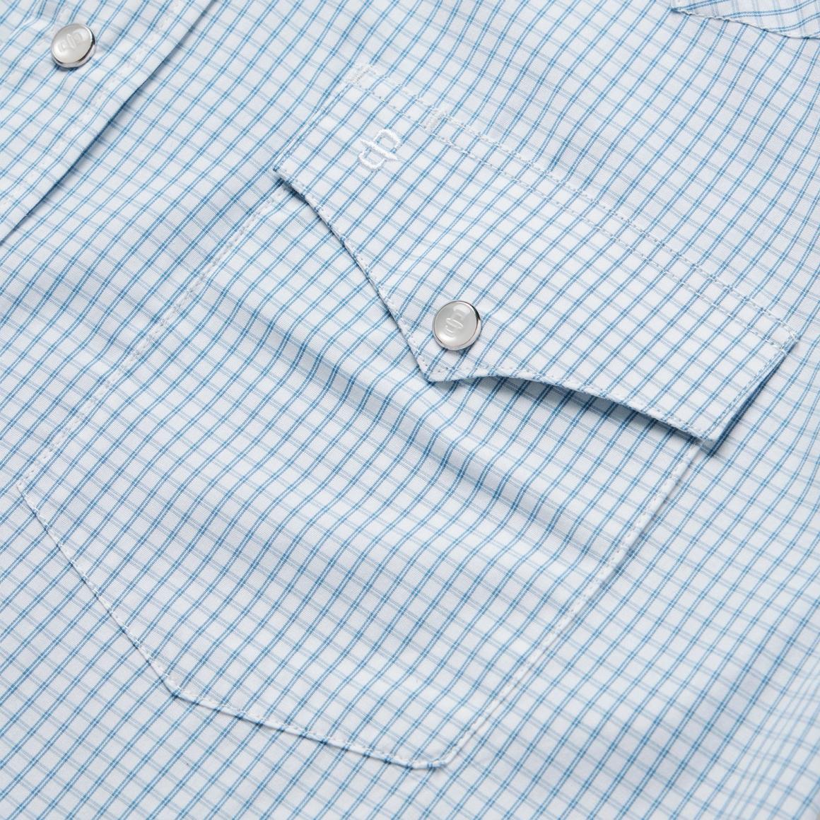 Two Stripe Check Western Shirt Blue | Men Stetson Classic Cut