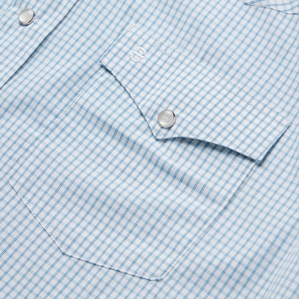 Two Stripe Check Western Shirt Blue | Men Stetson Western Shirts