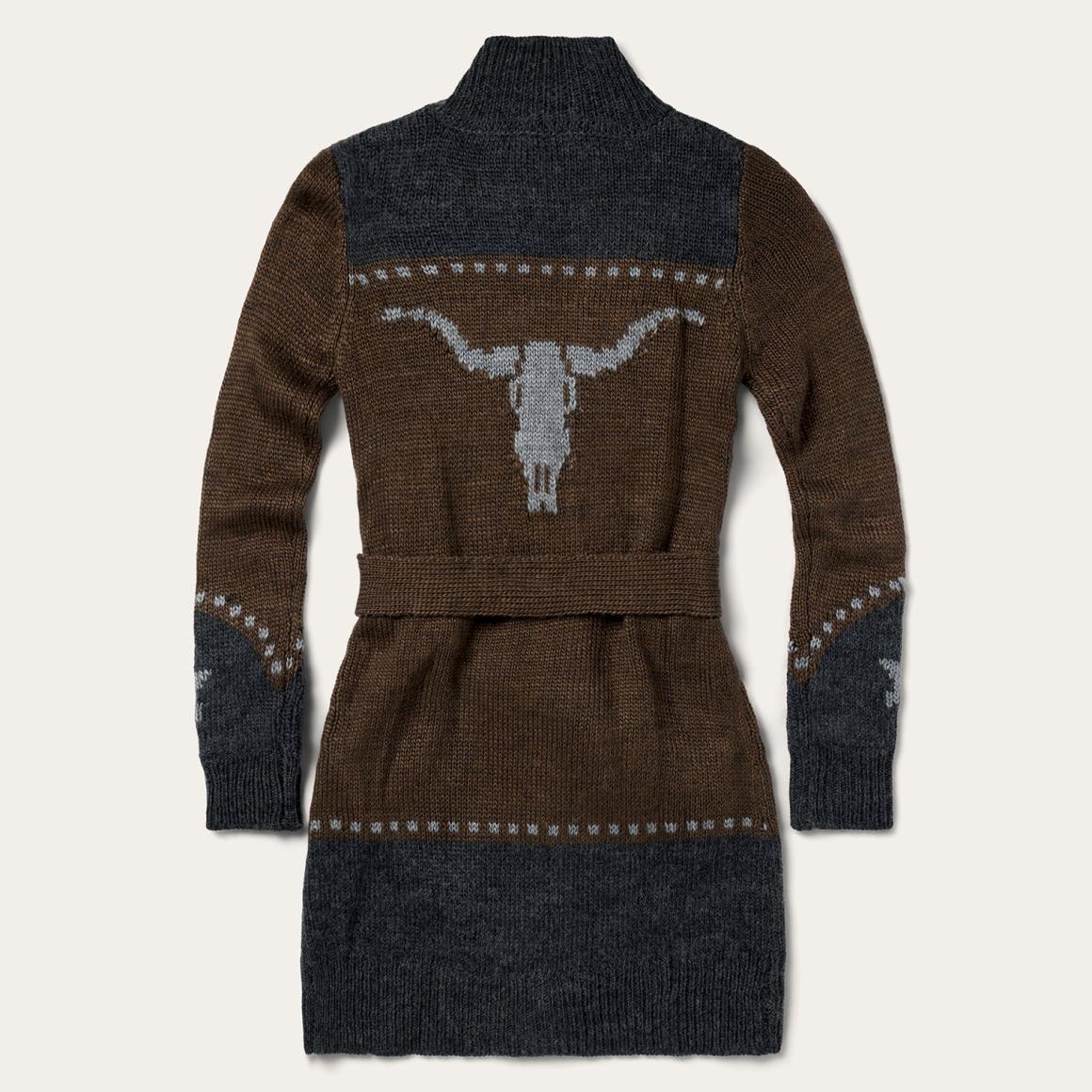Vintage Steer Head Cardigan Brown | Women Stetson Sweaters