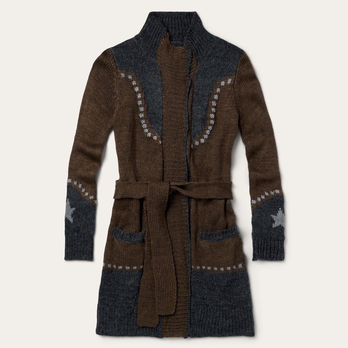 Vintage Steer Head Cardigan Brown | Women Stetson Sweaters