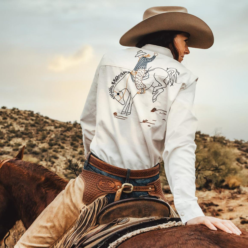 Western Embroidered Denim Shirt White | Women Stetson Western Shirts