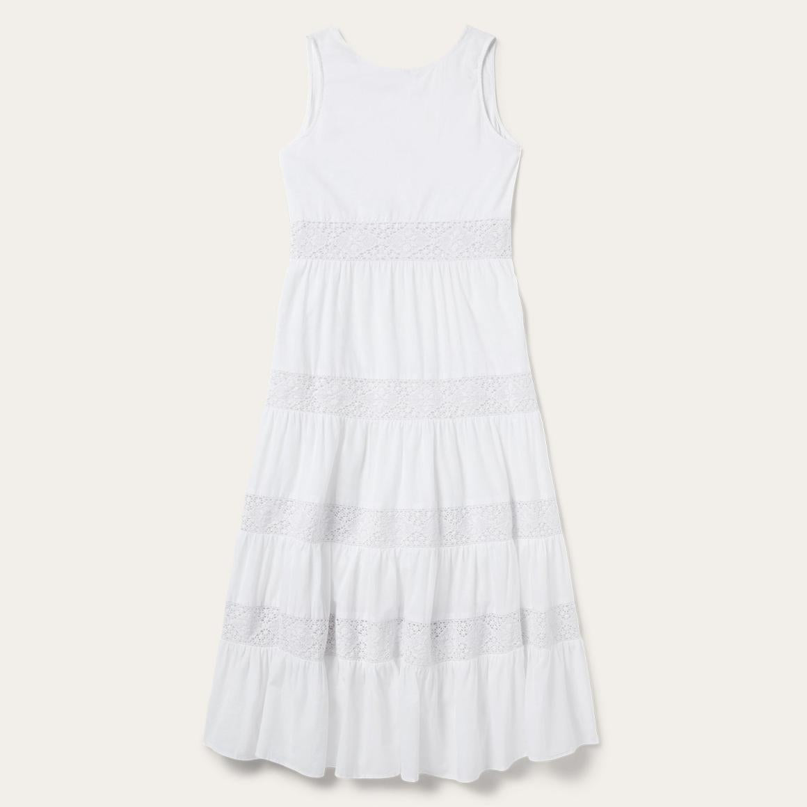 White Cotton Lawn Sleeveless Dress White | Women Stetson Midi