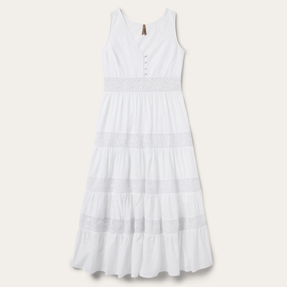 White Cotton Lawn Sleeveless Dress White | Women Stetson Midi