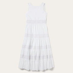 White Cotton Lawn Sleeveless Dress White | Women Stetson Midi