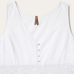 White Cotton Lawn Sleeveless Dress White | Women Stetson Midi