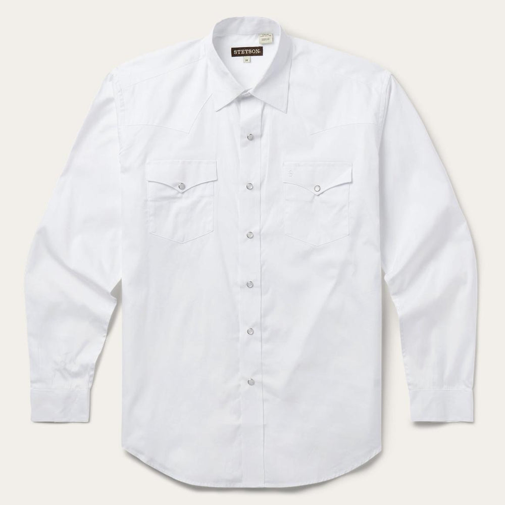 White Pinpoint Oxford Western Shirt White | Men Stetson Classic Cut