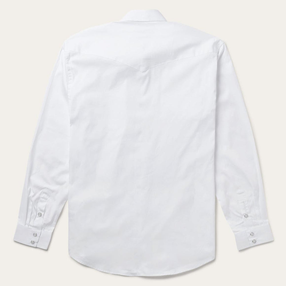 White Pinpoint Oxford Western Shirt White | Men Stetson Western Shirts