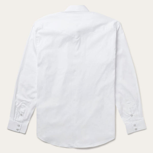 White Pinpoint Oxford Western Shirt White | Men Stetson Western Shirts