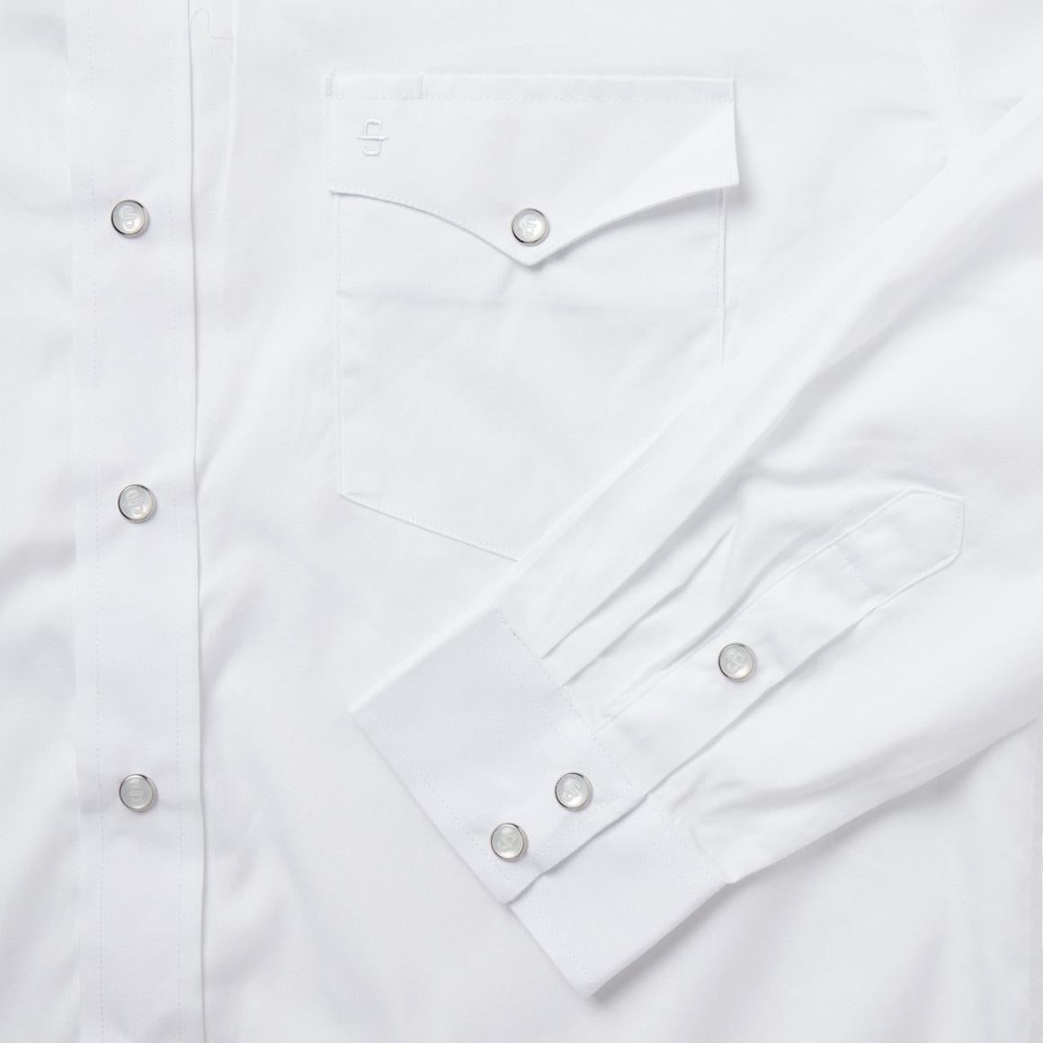 White Pinpoint Oxford Western Shirt White | Men Stetson Western Shirts