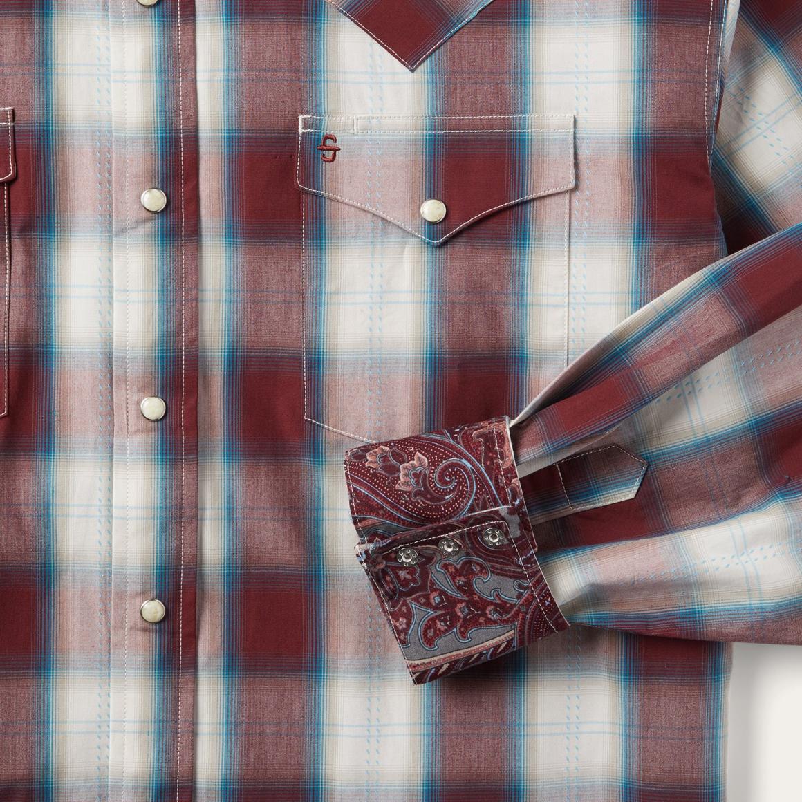 Wine Plaid Shirt Wine | Men Stetson Western Shirts