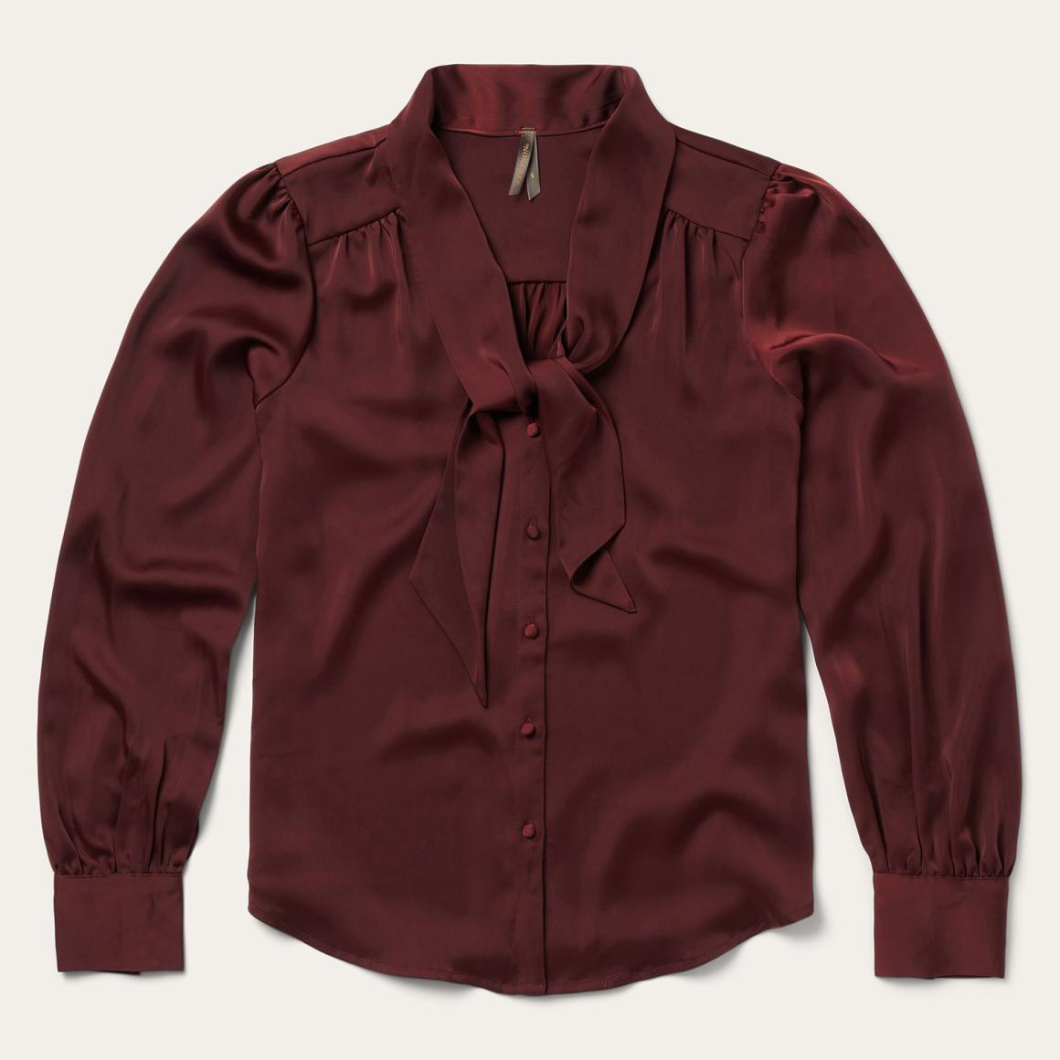 Wine Satin Blouse Red | Women Stetson Blouses