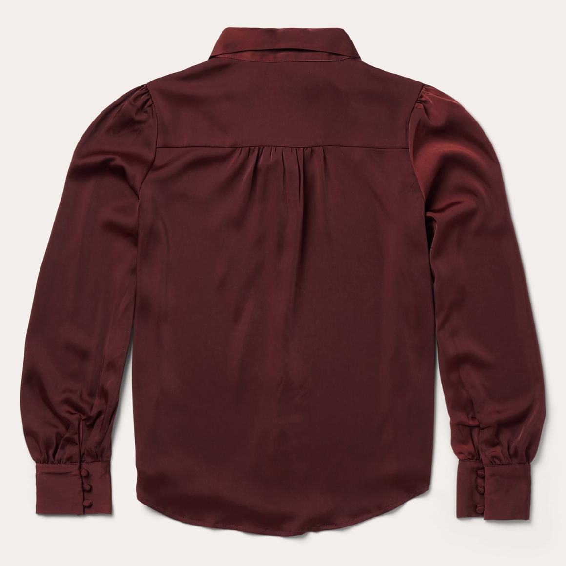 Wine Satin Blouse Red | Women Stetson Blouses