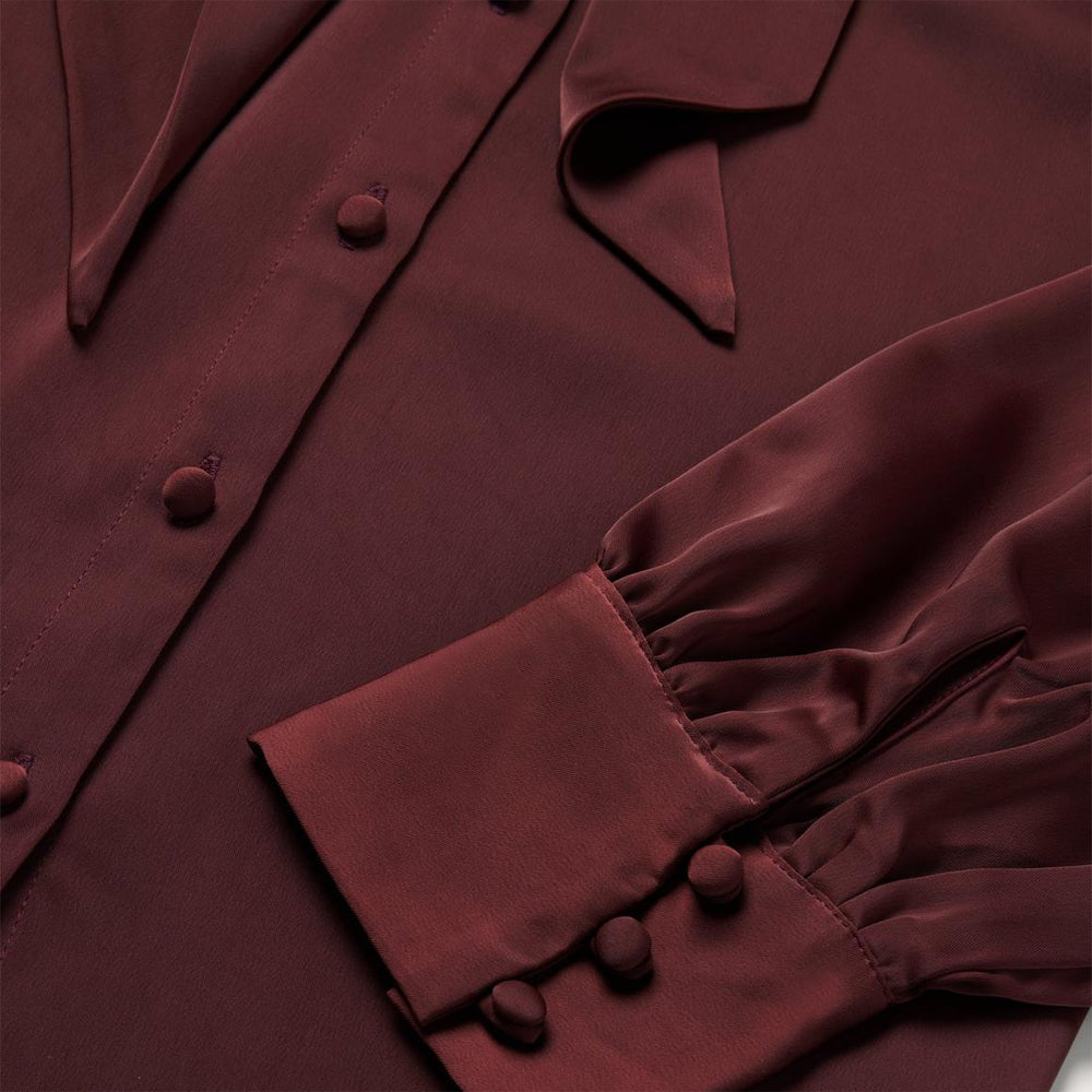 Wine Satin Blouse Red | Women Stetson Blouses