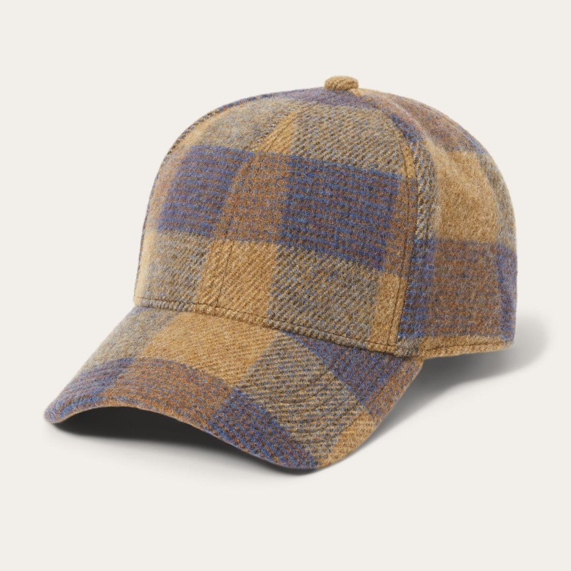 Wool Check Baseball Cap Cognac/sand/blue | Men/Women Stetson Caps &amp; Truckers