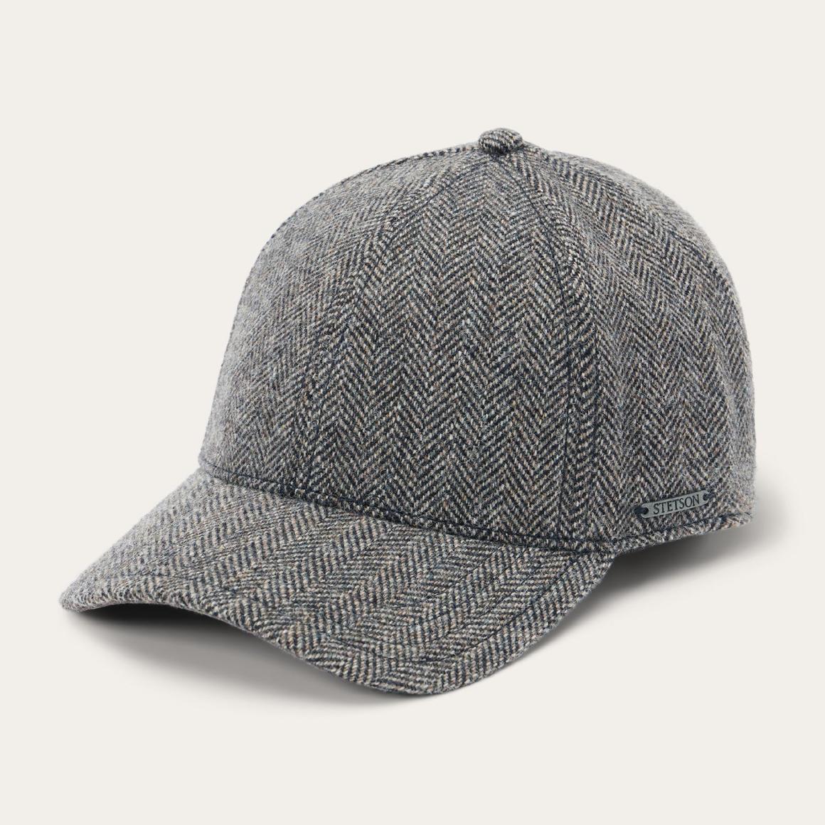 Wool Herringbone Baseball Cap Anthra Melange Herringbone | Men/Women Stetson Caps &amp; Truckers