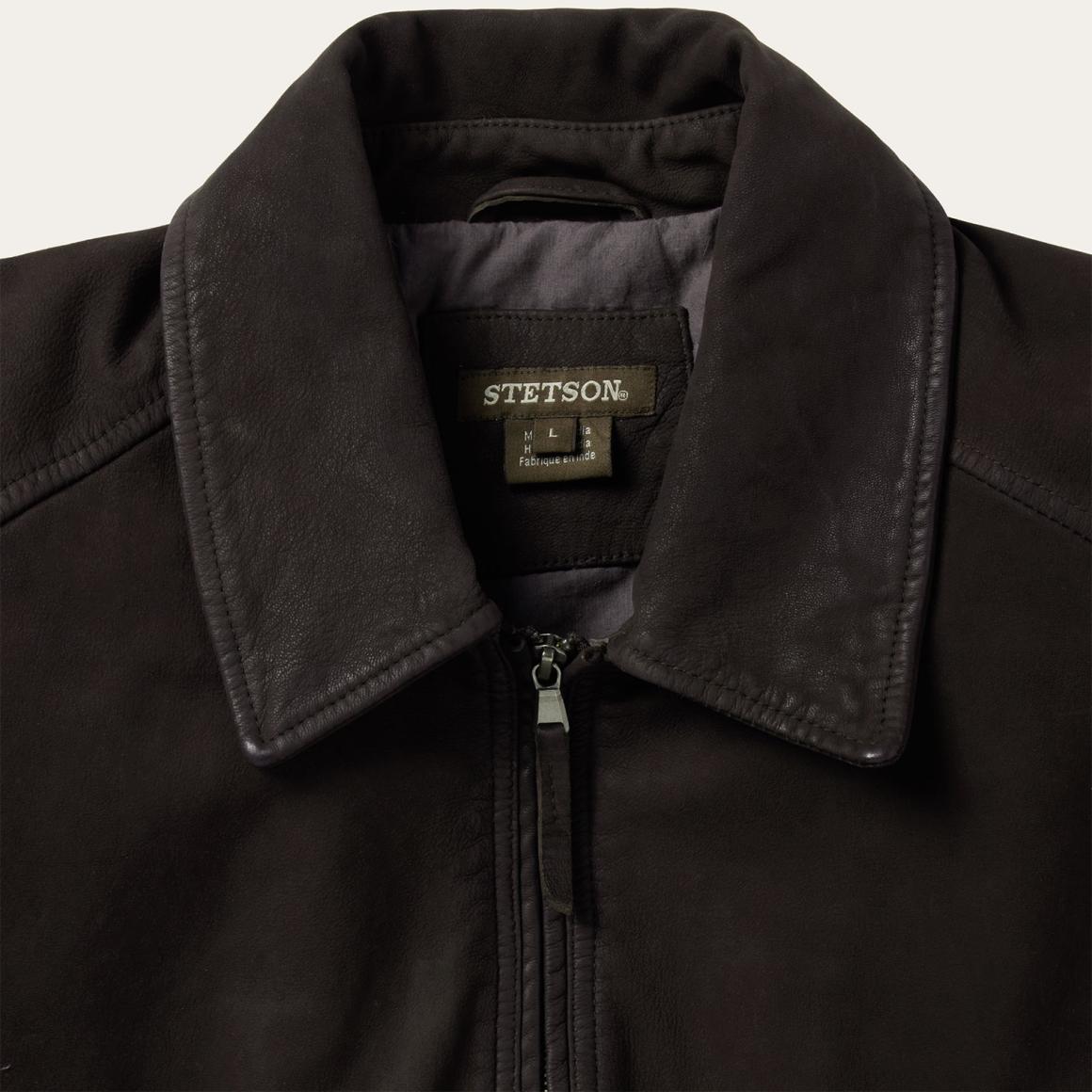 Zip Front Suede Leather Jacket Brown | Men Stetson Jackets