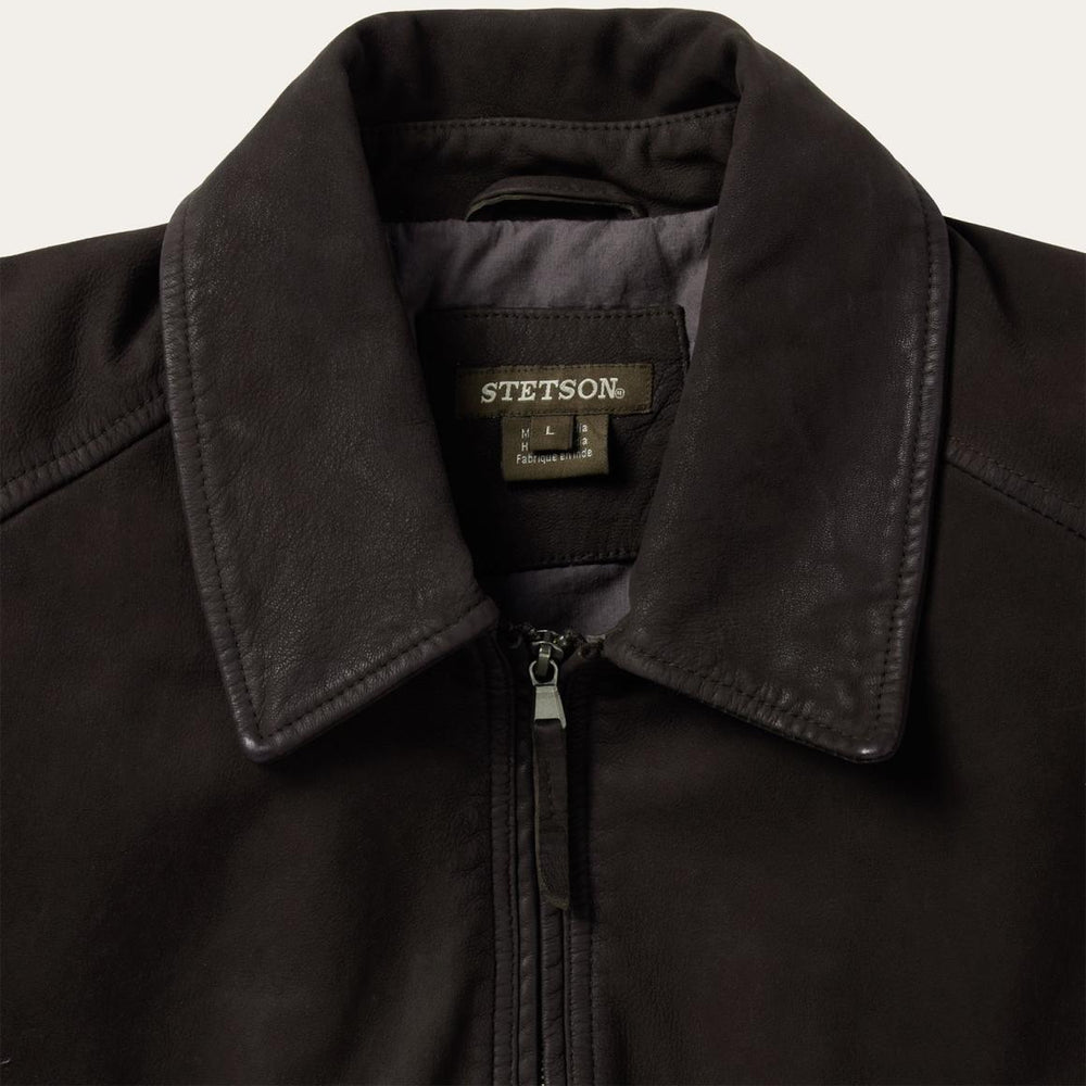 Zip Front Suede Leather Jacket Brown | Men Stetson Jackets